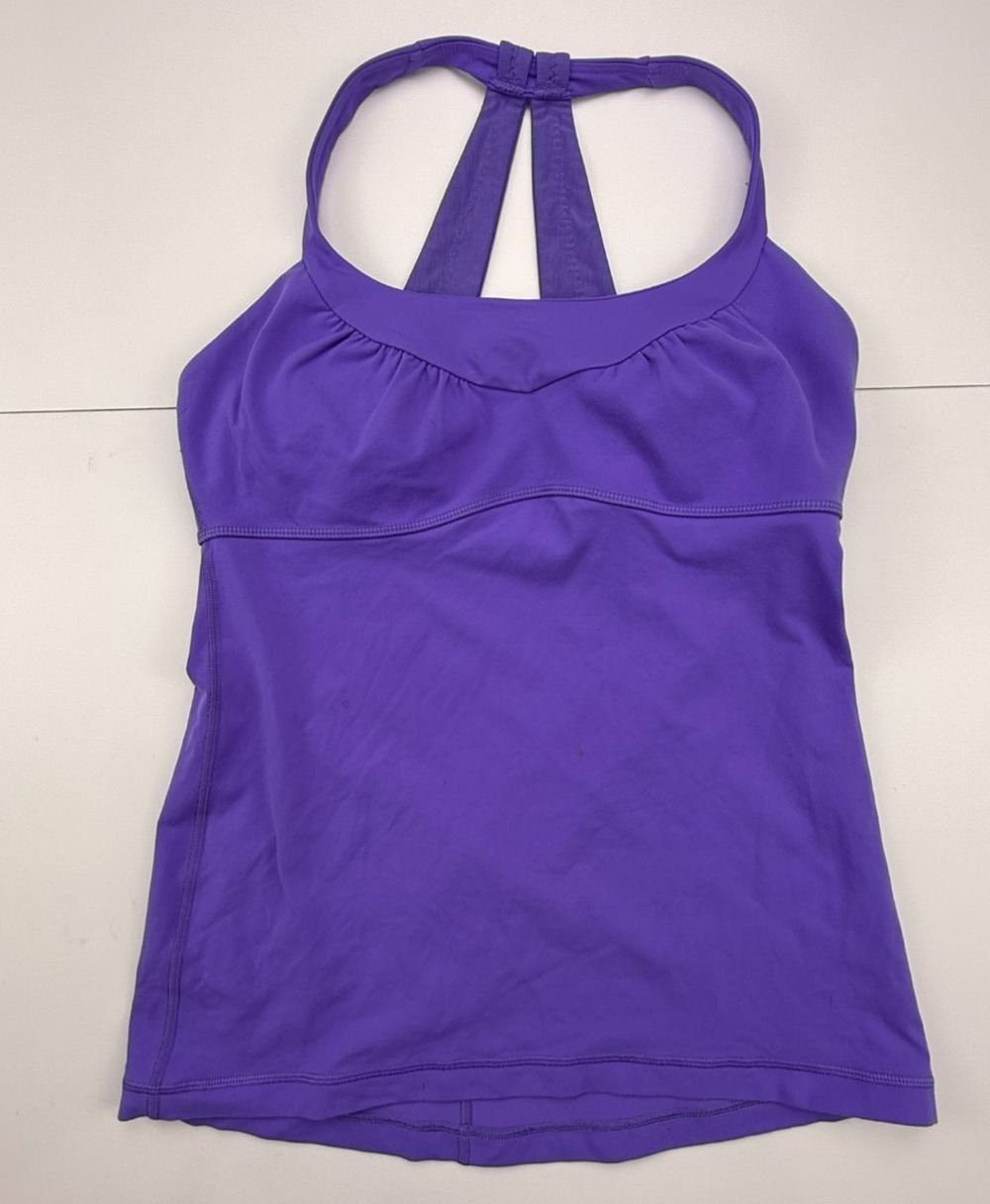 Lululemon Ladies Purple Tank Top Scoop Neck Built in Bra Sz M